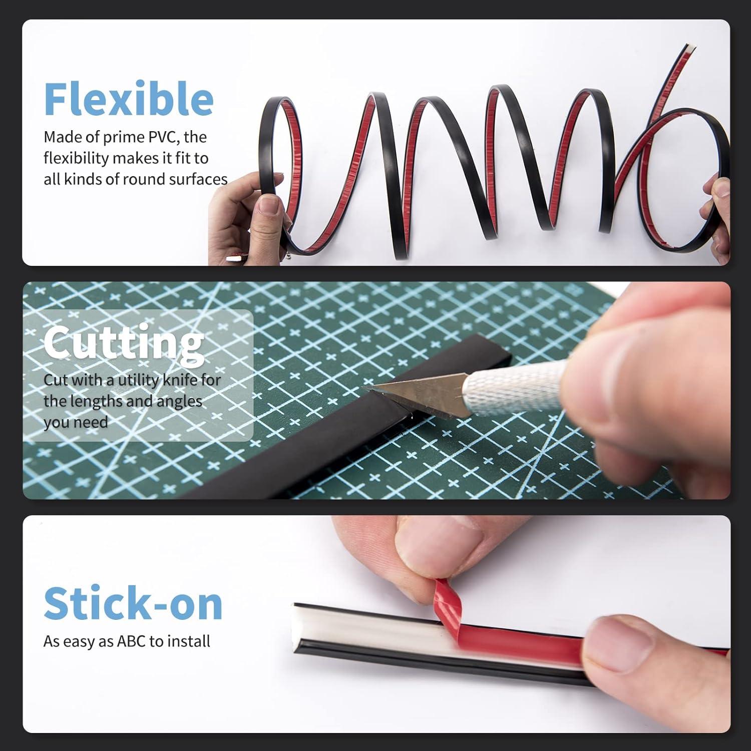 imageArt3d 10 Ft Peel and Stick Flexible Vinyl Molding Trim for Wall Tile Edges Kitchen backsplash Mirrior Frame in WhiteBlack