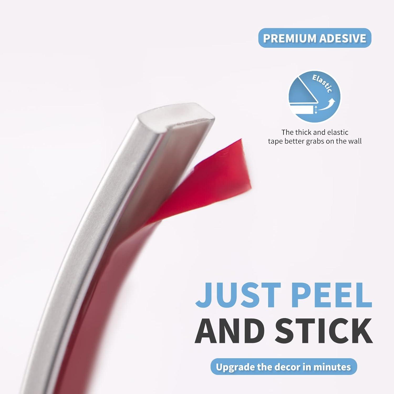 imageArt3d 10 Ft Peel and Stick Flexible Vinyl Molding Trim for Wall Tile Edges Kitchen backsplash Mirrior Frame in WhiteSilver