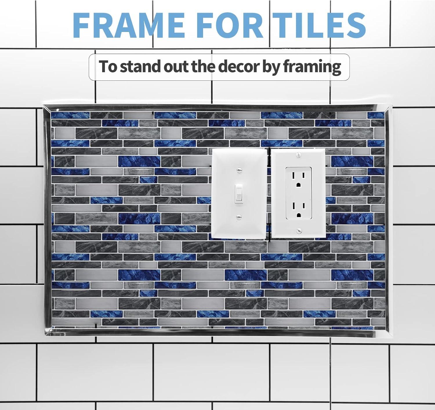 imageArt3d 10 Ft Peel and Stick Flexible Vinyl Molding Trim for Wall Tile Edges Kitchen backsplash Mirrior Frame in WhiteStainless Steel