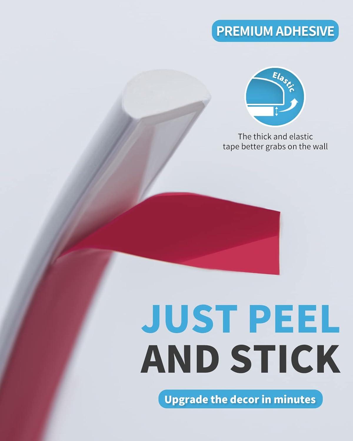 imageArt3d 10 Ft Peel and Stick Flexible Vinyl Molding Trim for Wall Tile Edges Kitchen backsplash Mirrior Frame in WhiteWhite