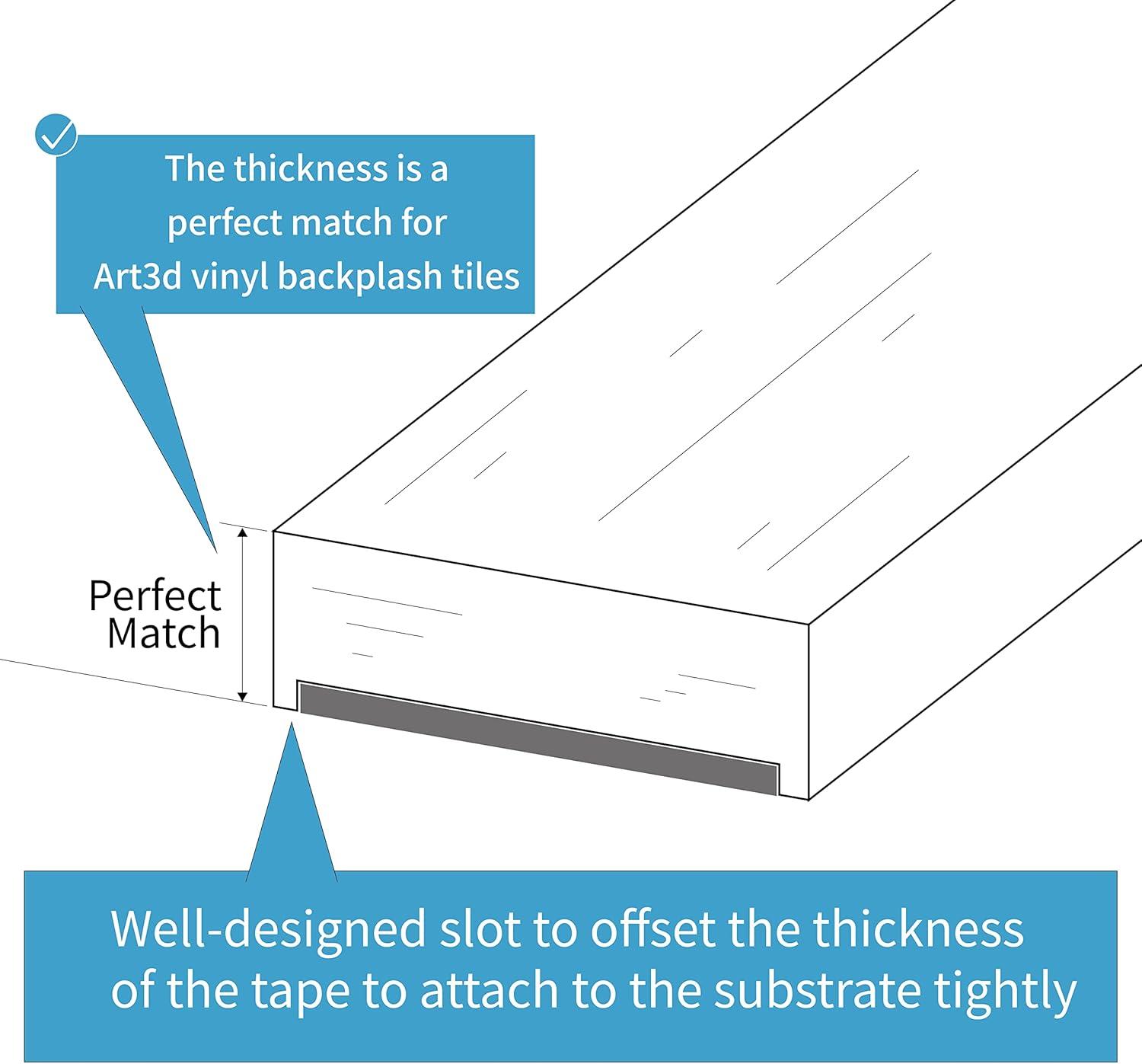 imageArt3d 10 Ft Peel and Stick Flexible Vinyl Molding Trim for Wall Tile Edges Kitchen backsplash Mirrior Frame in WhiteWhite