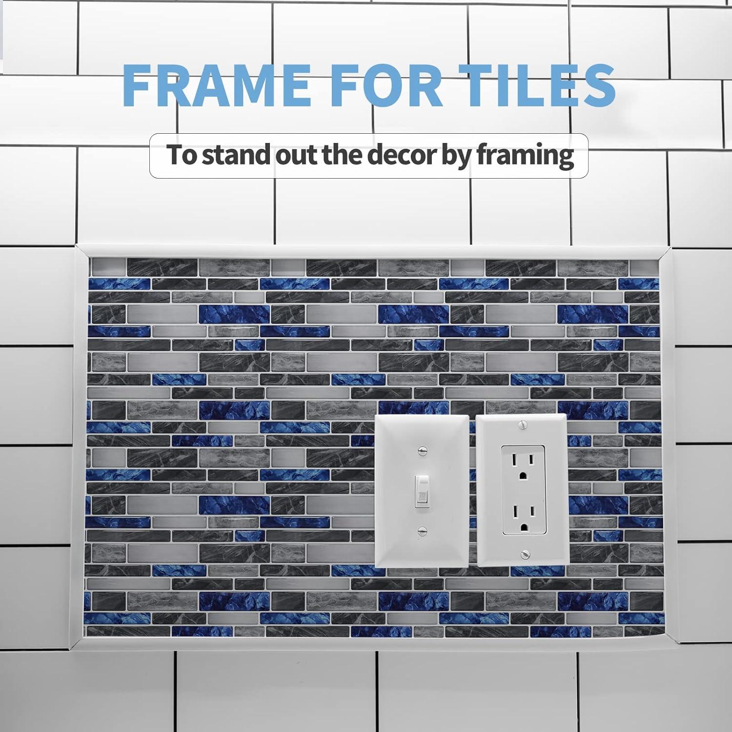 imageArt3d 10 Ft Peel and Stick Flexible Vinyl Molding Trim for Wall Tile Edges Kitchen backsplash Mirrior Frame in WhiteWhite
