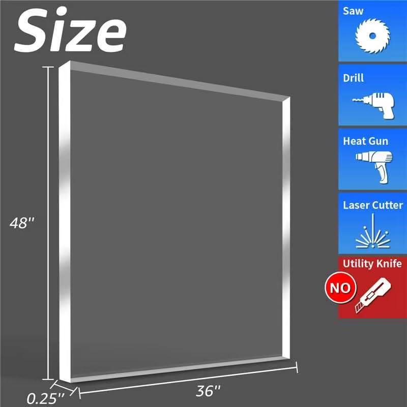 imageArt3d 2 Pack 18quot Thick Plexiglass Sheets  36quot x 24quot PET Clear Acrylic Sheets for Art Design Craft Projects Signs DIY in Home Wedding Festival Party Office and More36 X 48  6mm Thick