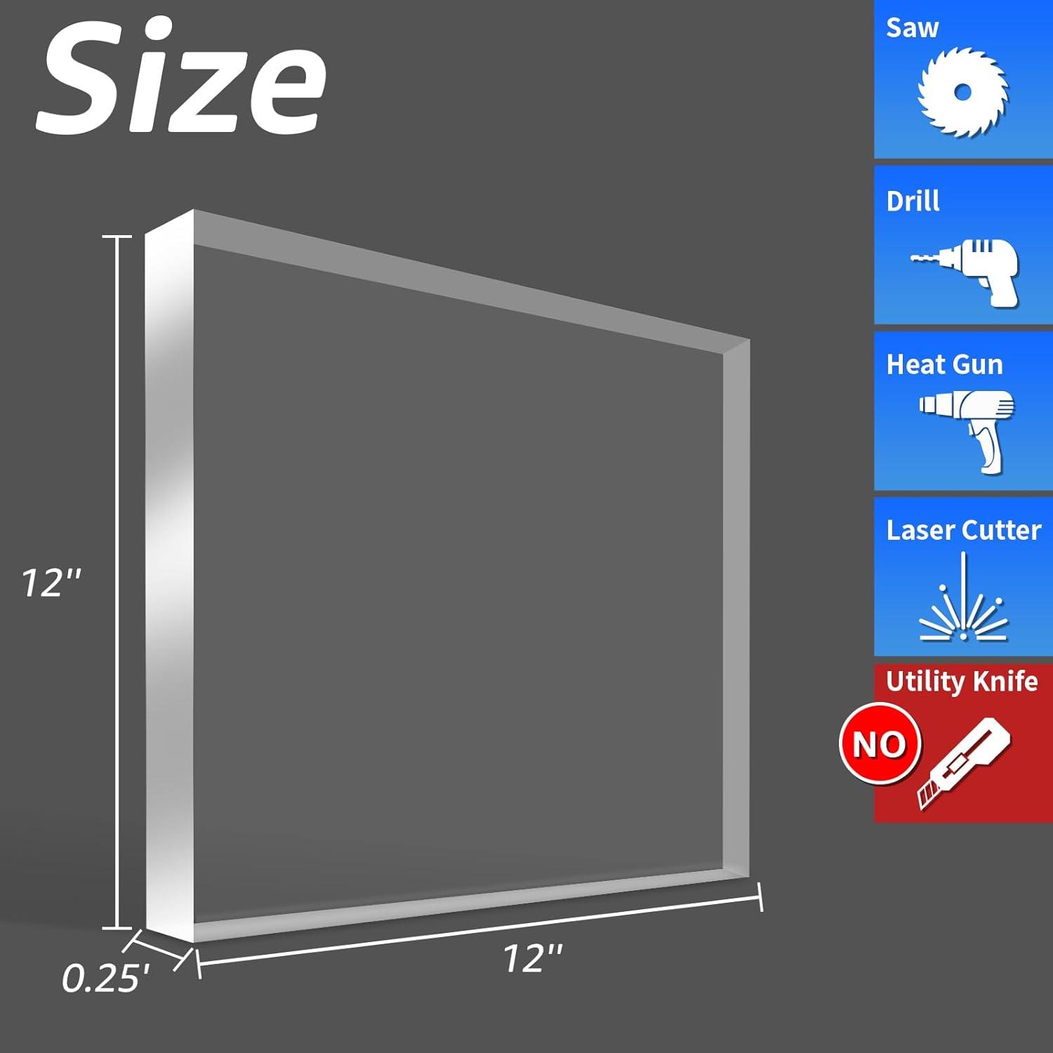 imageArt3d 2 Pack 18quot Thick Plexiglass Sheets  36quot x 24quot PET Clear Acrylic Sheets for Art Design Craft Projects Signs DIY in Home Wedding Festival Party Office and More12 x 12  6mm Thick