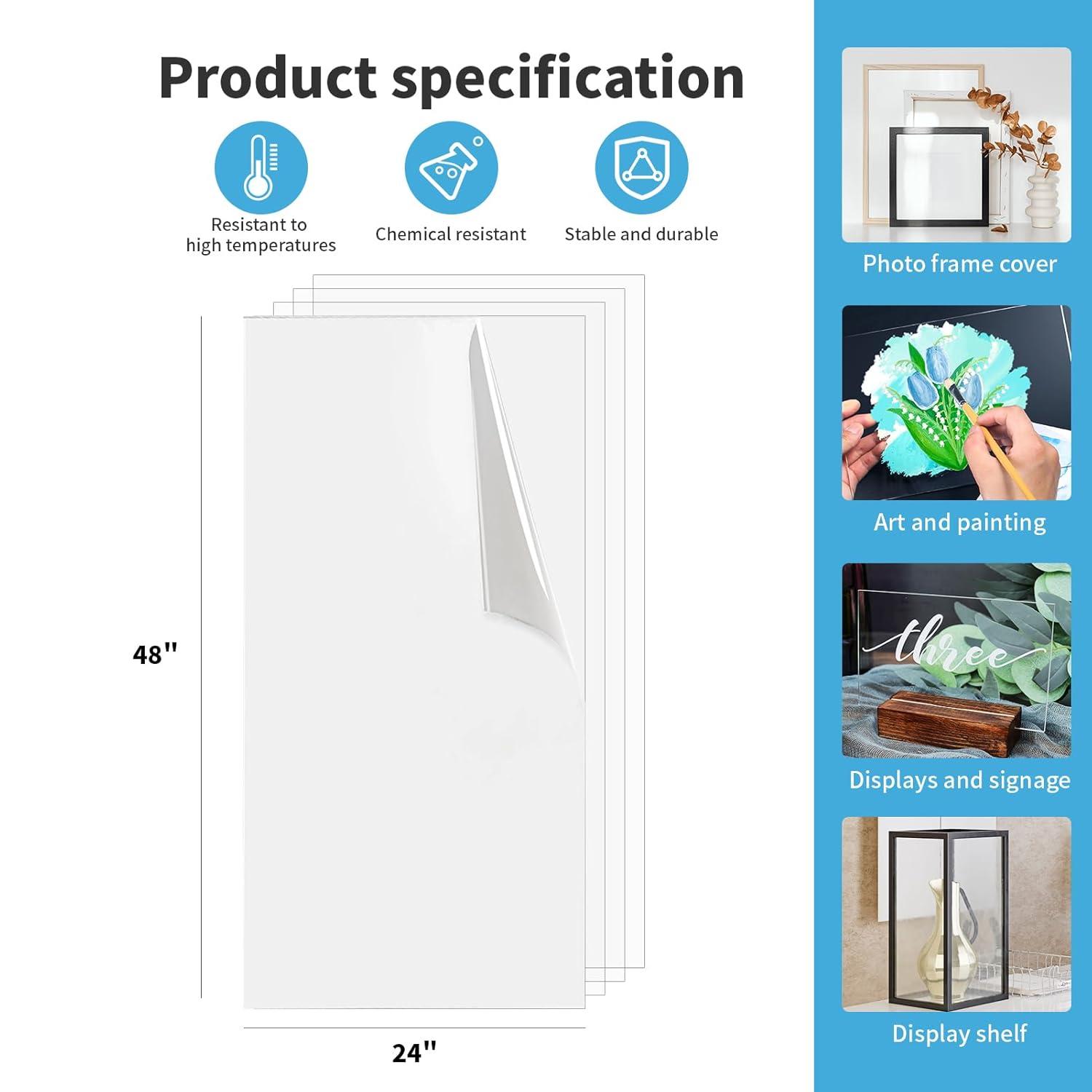 imageArt3d 2 Pack 18quot Thick Plexiglass Sheets  36quot x 24quot PET Clear Acrylic Sheets for Art Design Craft Projects Signs DIY in Home Wedding Festival Party Office and More24  48  1mm Thick