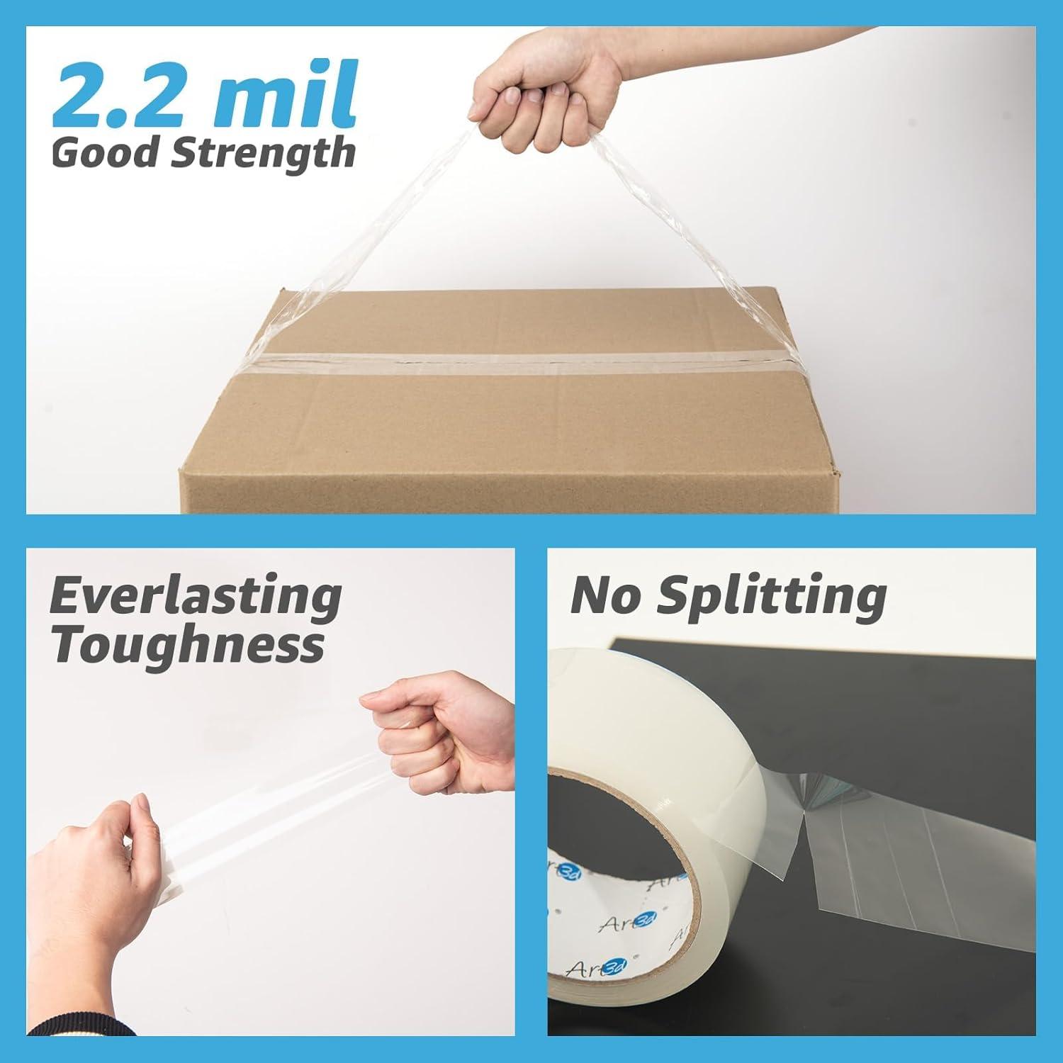 imageArt3d 6 Rolls Carton Sealing Tape Heavy Duty Clear Packing Tape 188quot x 55 yds 2 mil Thick3 Core