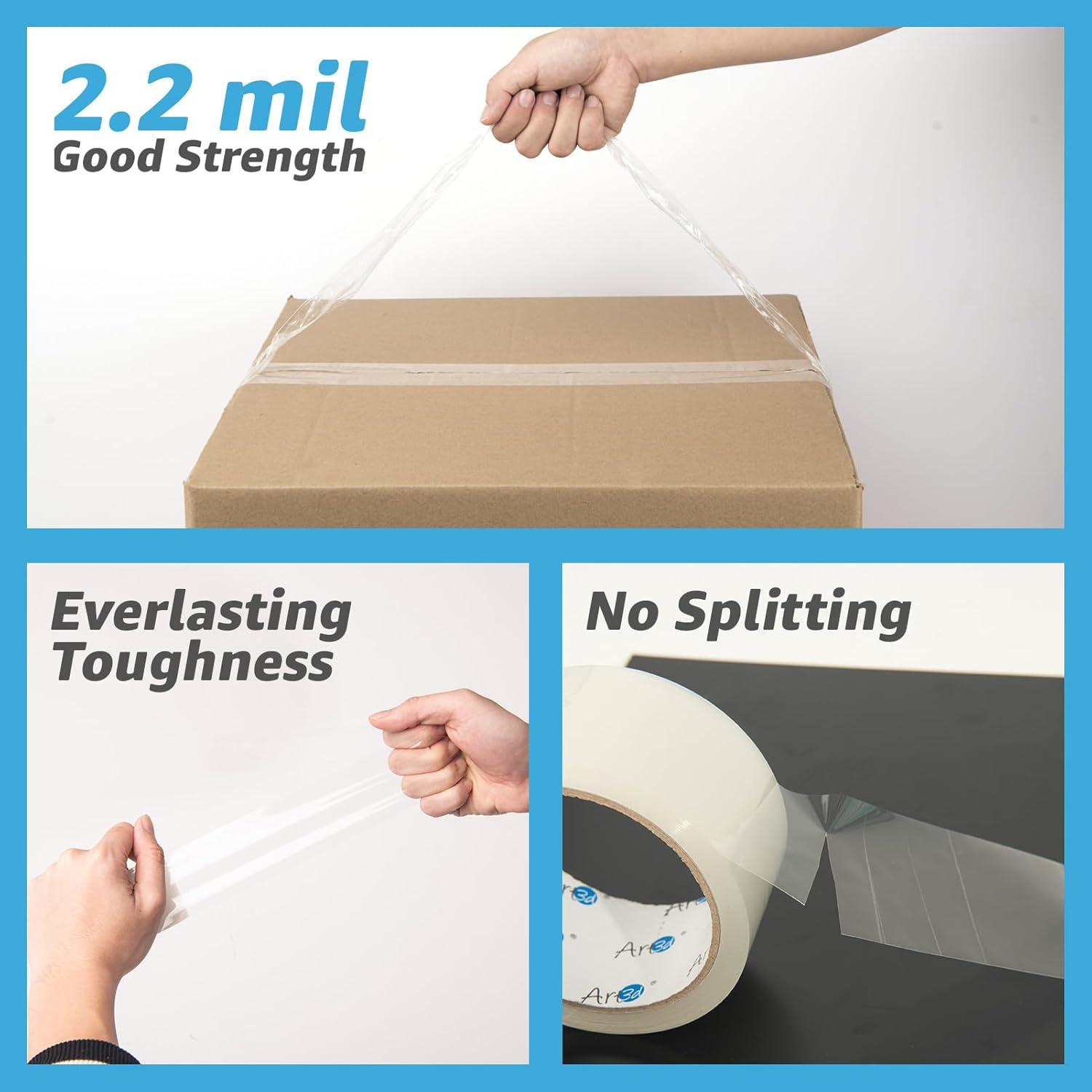 imageArt3d 6 Rolls Carton Sealing Tape Heavy Duty Clear Packing Tape 188quot x 55 yds 2 mil Thick3 Core