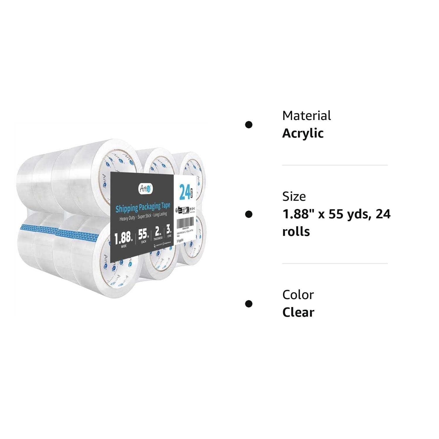 imageArt3d 6 Rolls Carton Sealing Tape Heavy Duty Clear Packing Tape 188quot x 55 yds 2 mil Thick3 Core