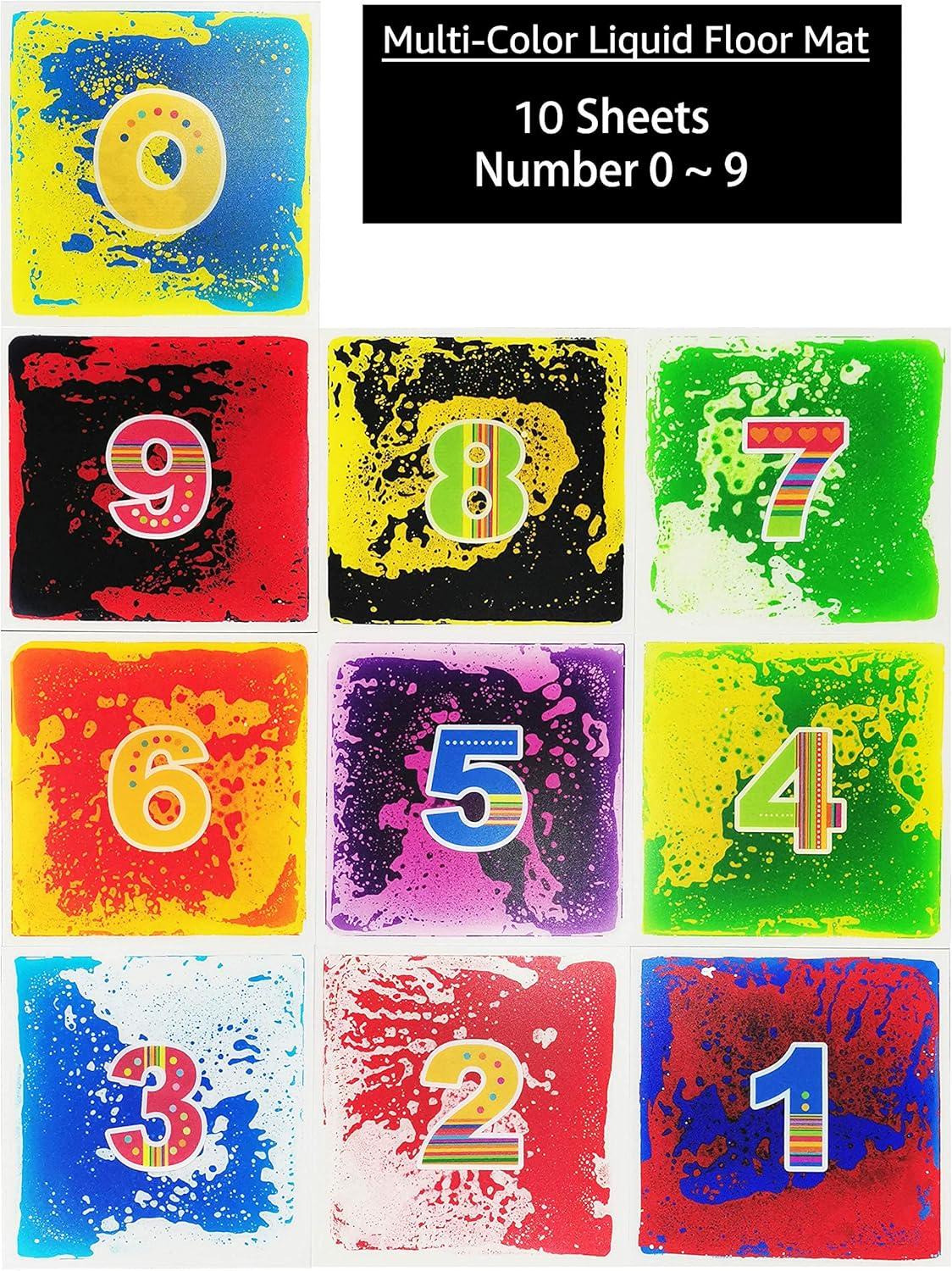 imageArt3d 6Tile Sensory Room Tile MultiColor Exercise Mat Liquid Encased Floor Playmat Kids Play Floor Tile 197quot Large Tile 16 SqFtMulti Color 10 Styles
