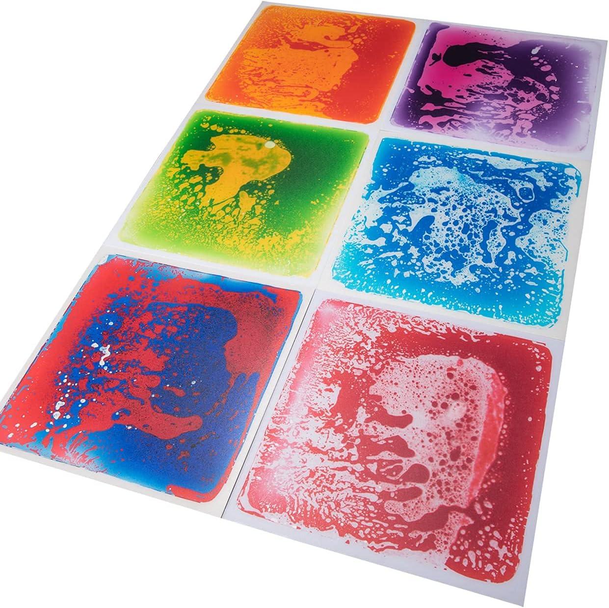 imageArt3d 6Tile Sensory Room Tile MultiColor Exercise Mat Liquid Encased Floor Playmat Kids Play Floor Tile 197quot Large Tile 16 SqFtRed  Blue  Purplepink  Redblue  Orangered  Greenyellow