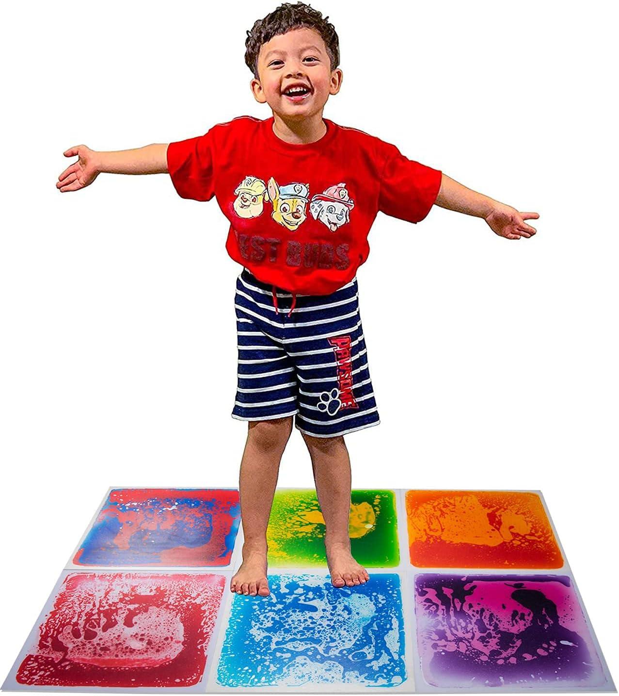 imageArt3d 6Tile Sensory Room Tile MultiColor Exercise Mat Liquid Encased Floor Playmat Kids Play Floor Tile 197quot Large Tile 16 SqFtRed  Blue  Purplepink  Redblue  Orangered  Greenyellow