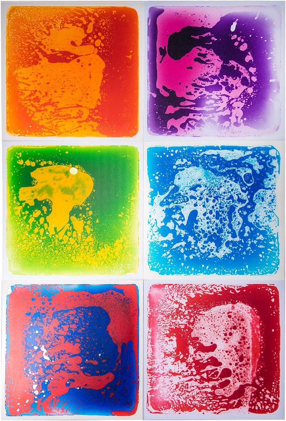 imageArt3d 6Tile Sensory Room Tile MultiColor Exercise Mat Liquid Encased Floor Playmat Kids Play Floor Tile 197quot Large Tile 16 SqFtRed  Blue  Purplepink  Redblue  Orangered  Greenyellow