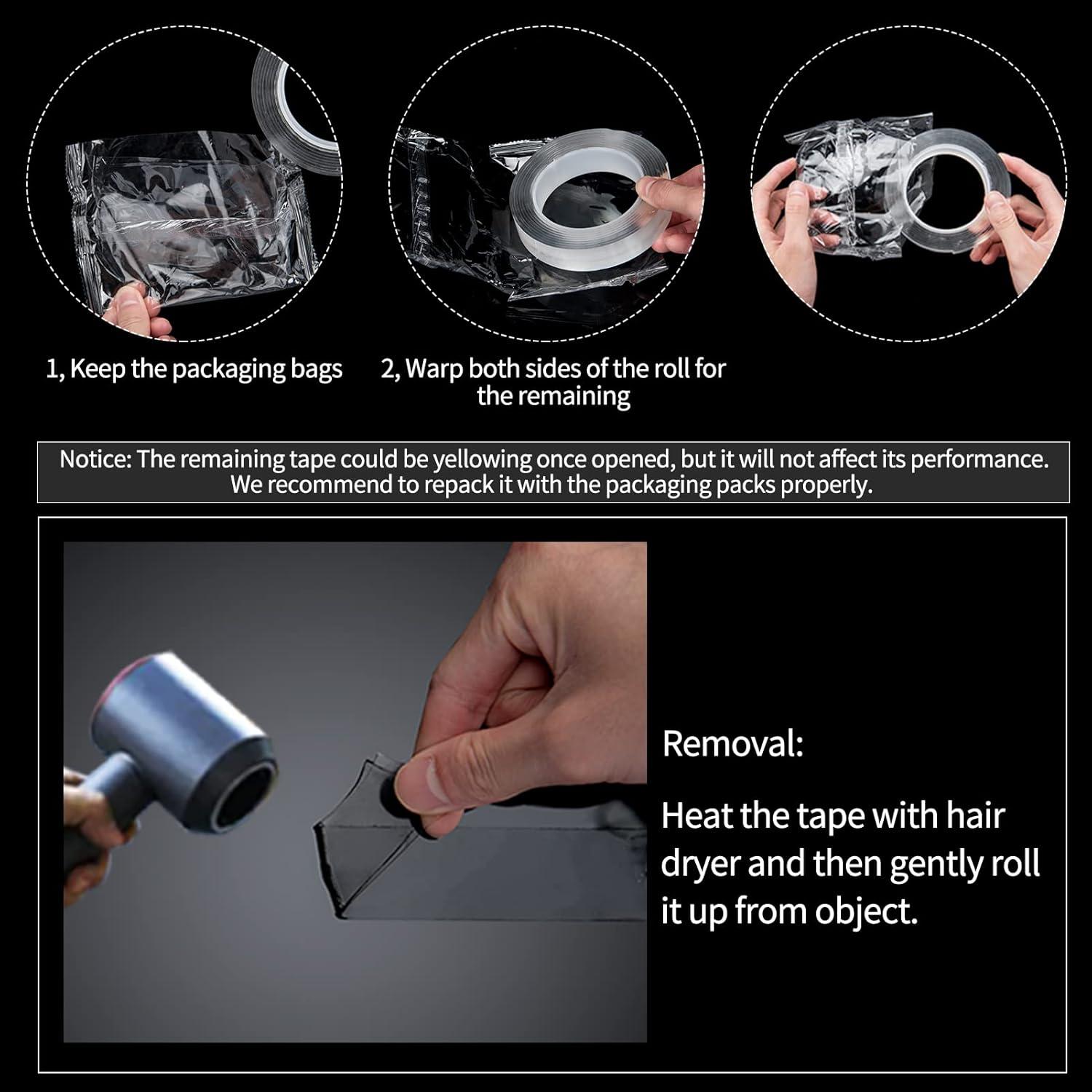 imageArt3d DoubleSided Mounting Tape 10FT Multipurpose Removable Adhesive Foam Tape Transparent Household124 x 1 x 10