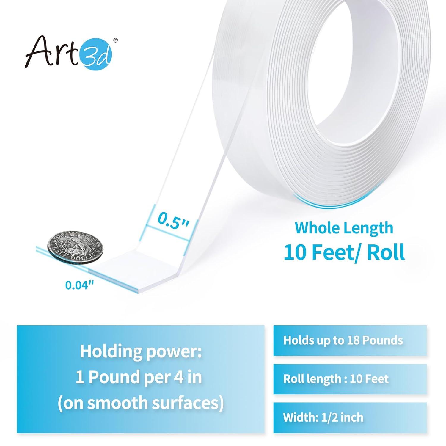 imageArt3d DoubleSided Mounting Tape 10FT Multipurpose Removable Adhesive Foam Tape Transparent Household124 x 12 x 10