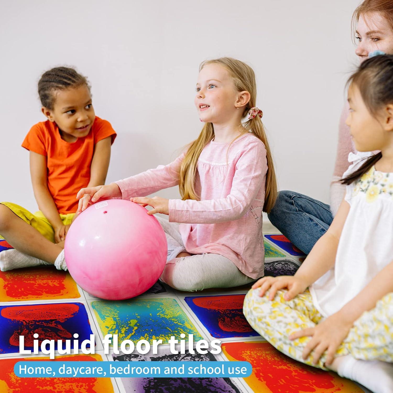 imageArt3d Liquid Fusion Activity Play Centers for Children Toddler Teens 12quot X 12quot Pack of 9 TilesBluered blueyellow orangered purpleblack