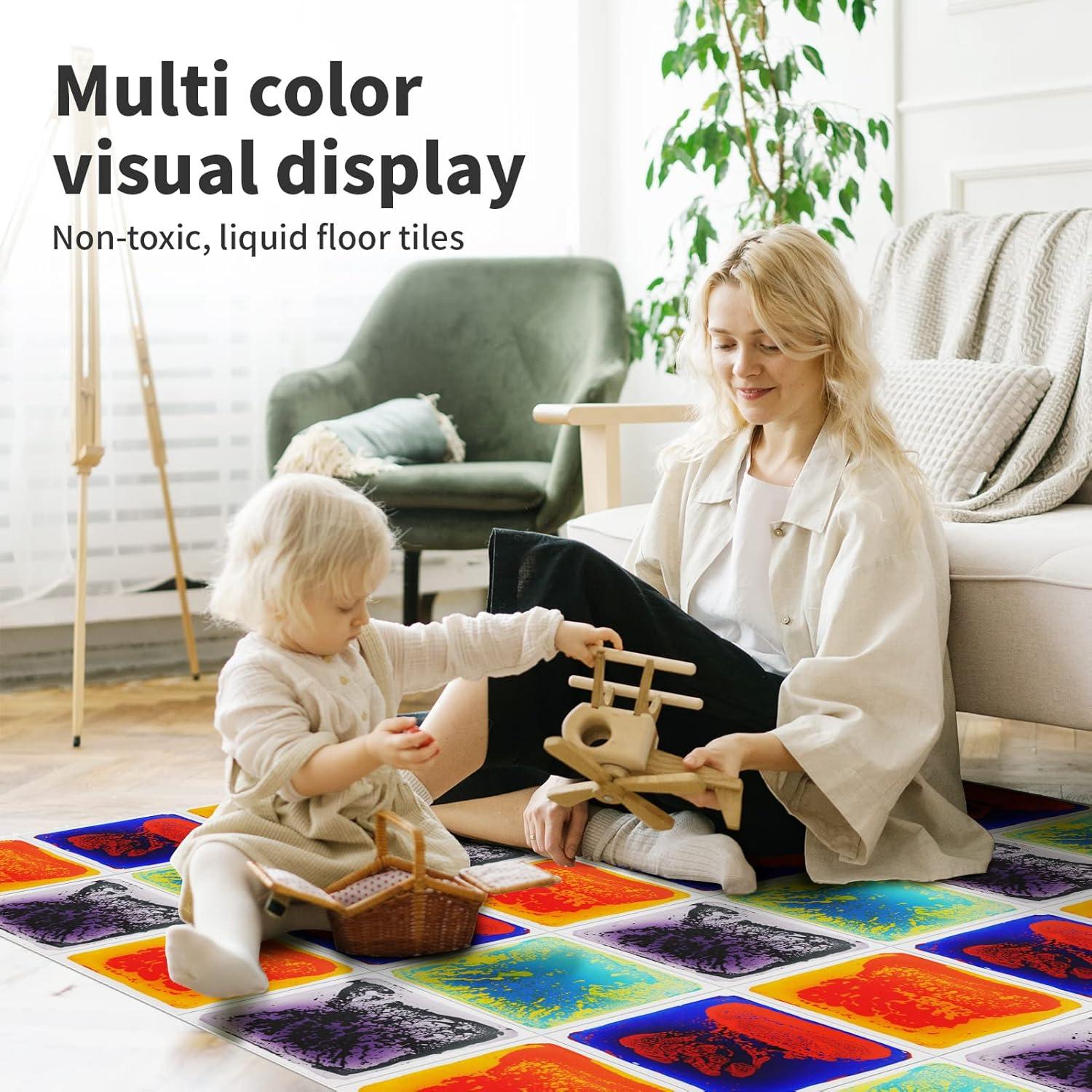 imageArt3d Liquid Fusion Activity Play Centers for Children Toddler Teens 12quot X 12quot Pack of 9 TilesBluered blueyellow orangered purpleblack