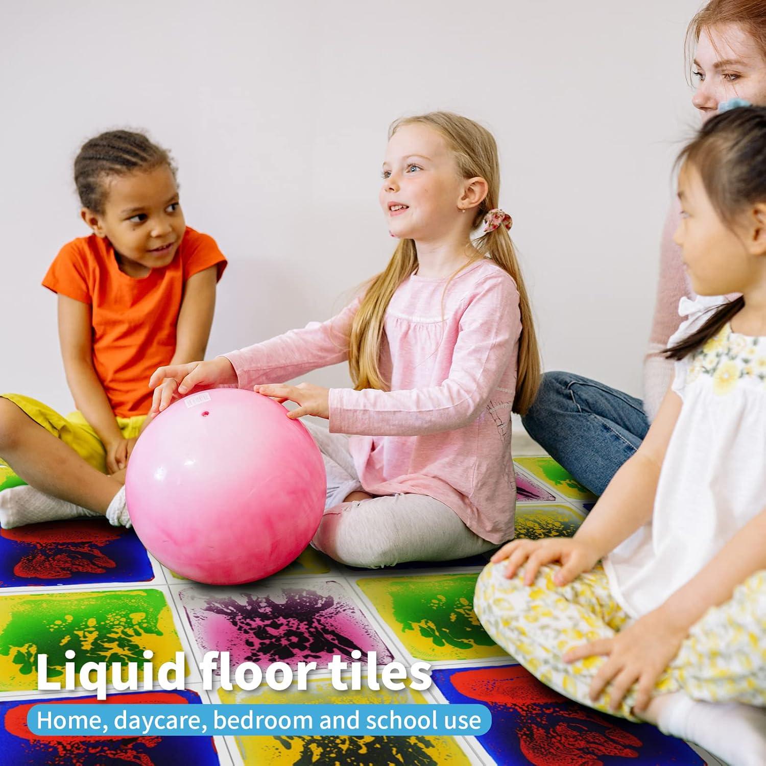 imageArt3d Liquid Fusion Activity Play Centers for Children Toddler Teens 12quot X 12quot Pack of 9 TilesGreen purpule bluered yellow