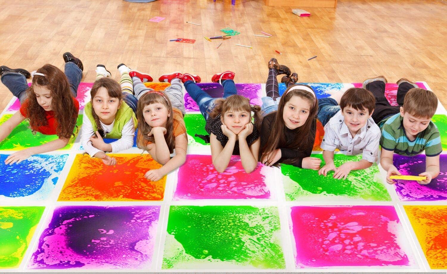 imageArt3d Liquid Sensory Floor Tiles 30 x 30 cm Playroom Dance Floor Square Colourful 4 TilesMulticolor