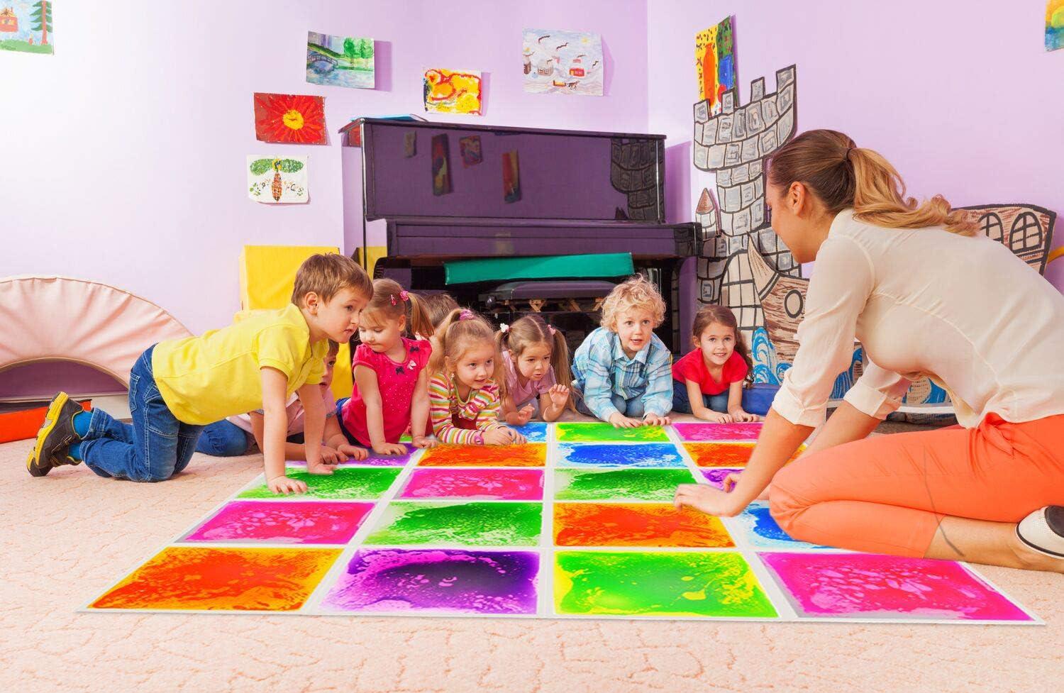 imageArt3d Liquid Sensory Floor Tiles 30 x 30 cm Playroom Dance Floor Square Colourful 4 TilesMulticolor