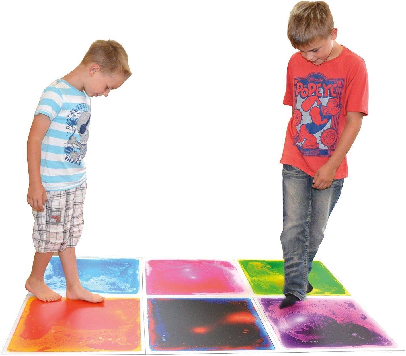 imageArt3d Liquid Sensory Floor Tiles 30 x 30 cm Playroom Dance Floor Square Colourful 4 TilesMulticolor