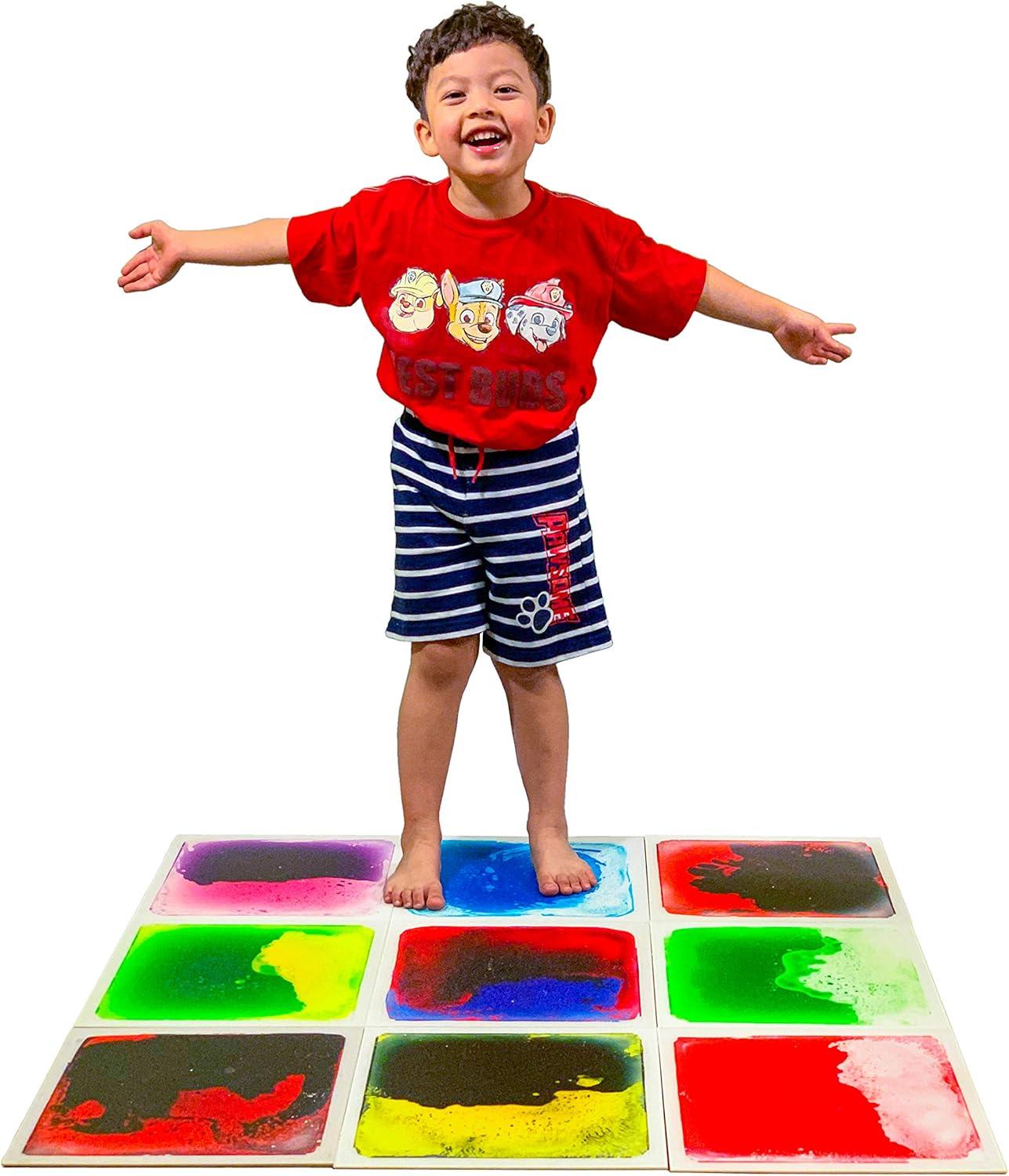 imageArt3d Liquid Sensory Floor Tiles 30 x 30 cm Playroom Dance Floor Square Colourful 4 TilesMulticolor