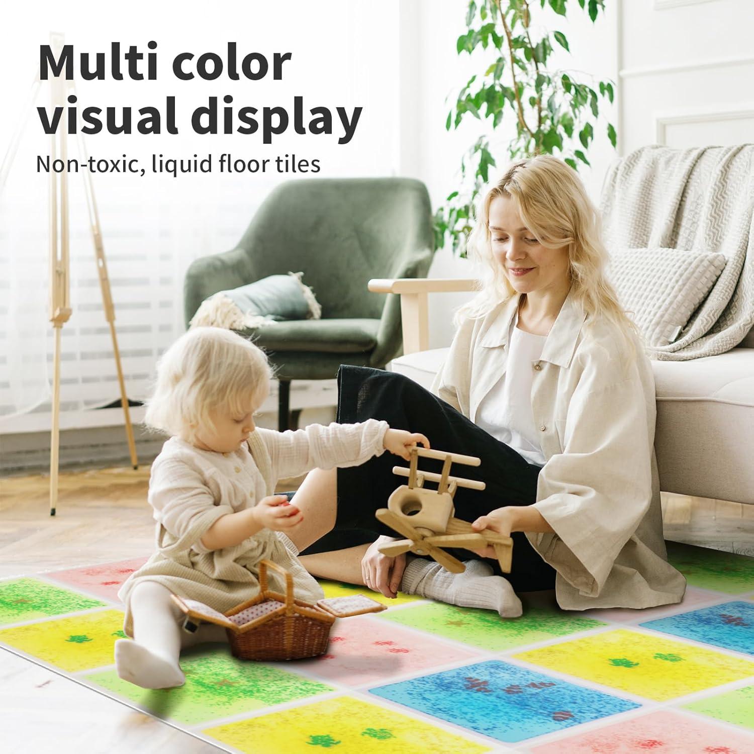 imageArt3d Liquid Sensory Floor Tiles 30 x 30 cm Playroom Dance Floor Square Colourful 4 TilesSea World