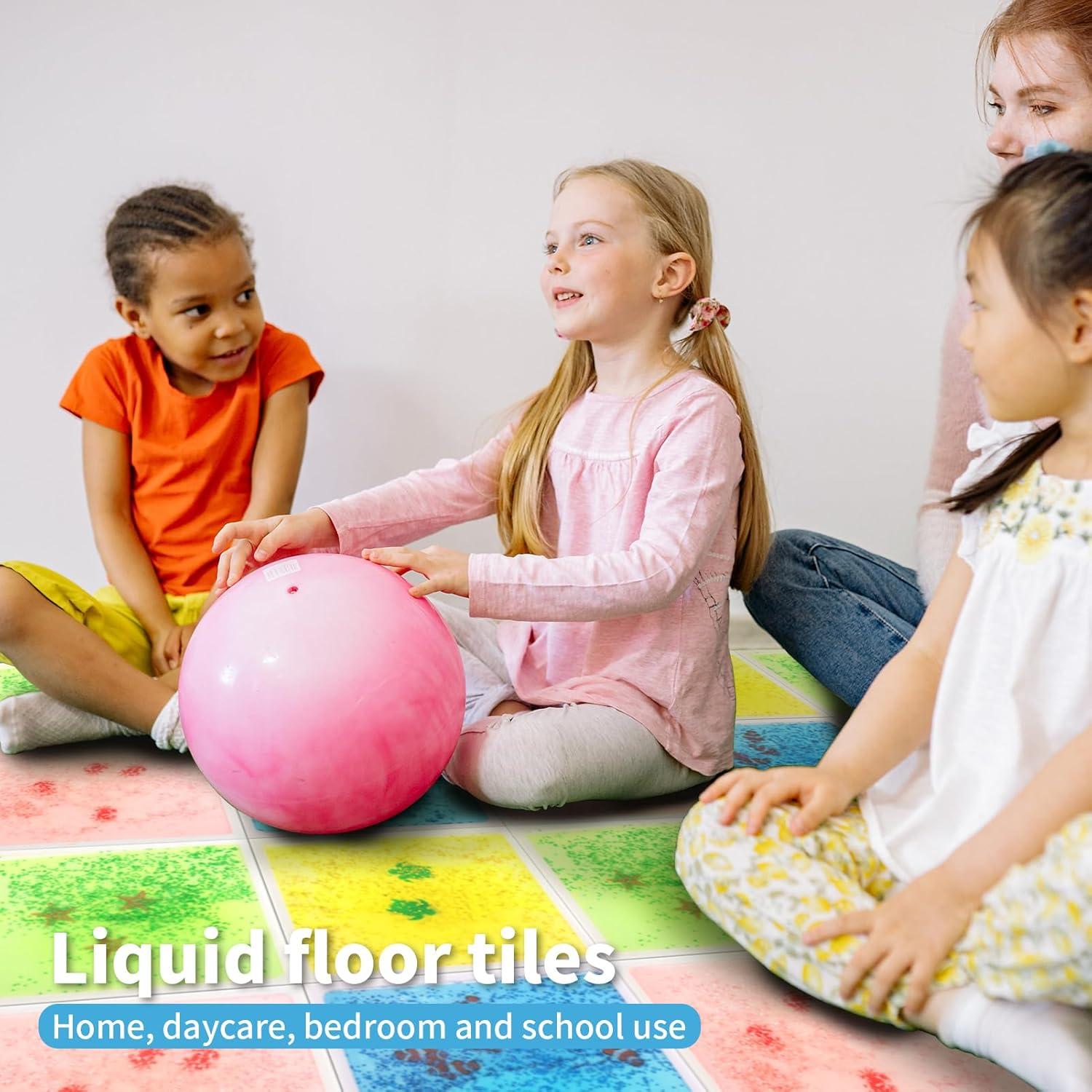 imageArt3d Liquid Sensory Floor Tiles 30 x 30 cm Playroom Dance Floor Square Colourful 4 TilesSea World