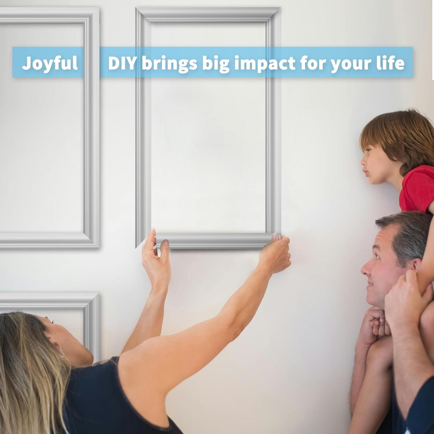 imageArt3d PreCut Wall Molding Set of 6 pcs ReadytoAssemble Wainscoting Panels for Interior Wall Dcor Living Room Bedroom Accent Wall  Installed with Glue 3 Top 3 BottomWhite Style 2