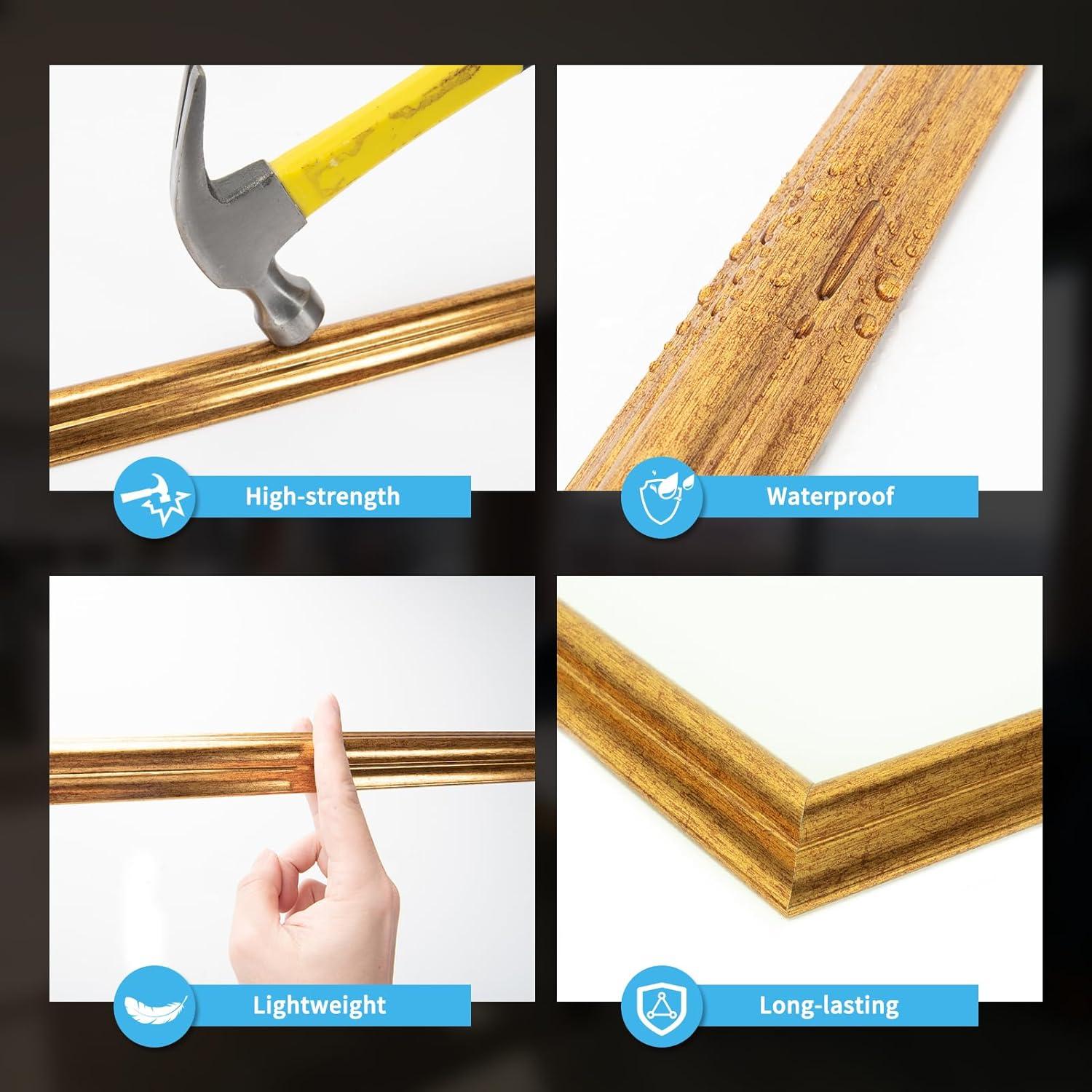 imageArt3d PreCut Wall Molding Set of 6 pcs ReadytoAssemble Wainscoting Panels for Interior Wall Dcor Living Room Bedroom Accent Wall  Installed with Glue 3 Top 3 BottomAntique Gold Style 1