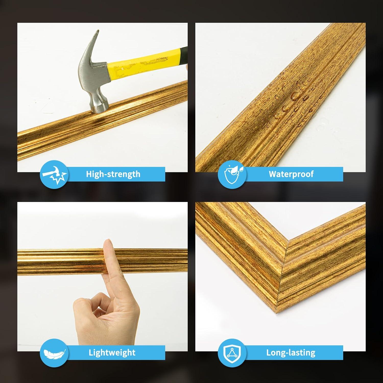 imageArt3d PreCut Wall Molding Set of 6 pcs ReadytoAssemble Wainscoting Panels for Interior Wall Dcor Living Room Bedroom Accent Wall  Installed with Glue 3 Top 3 BottomAntique Gold Style 2