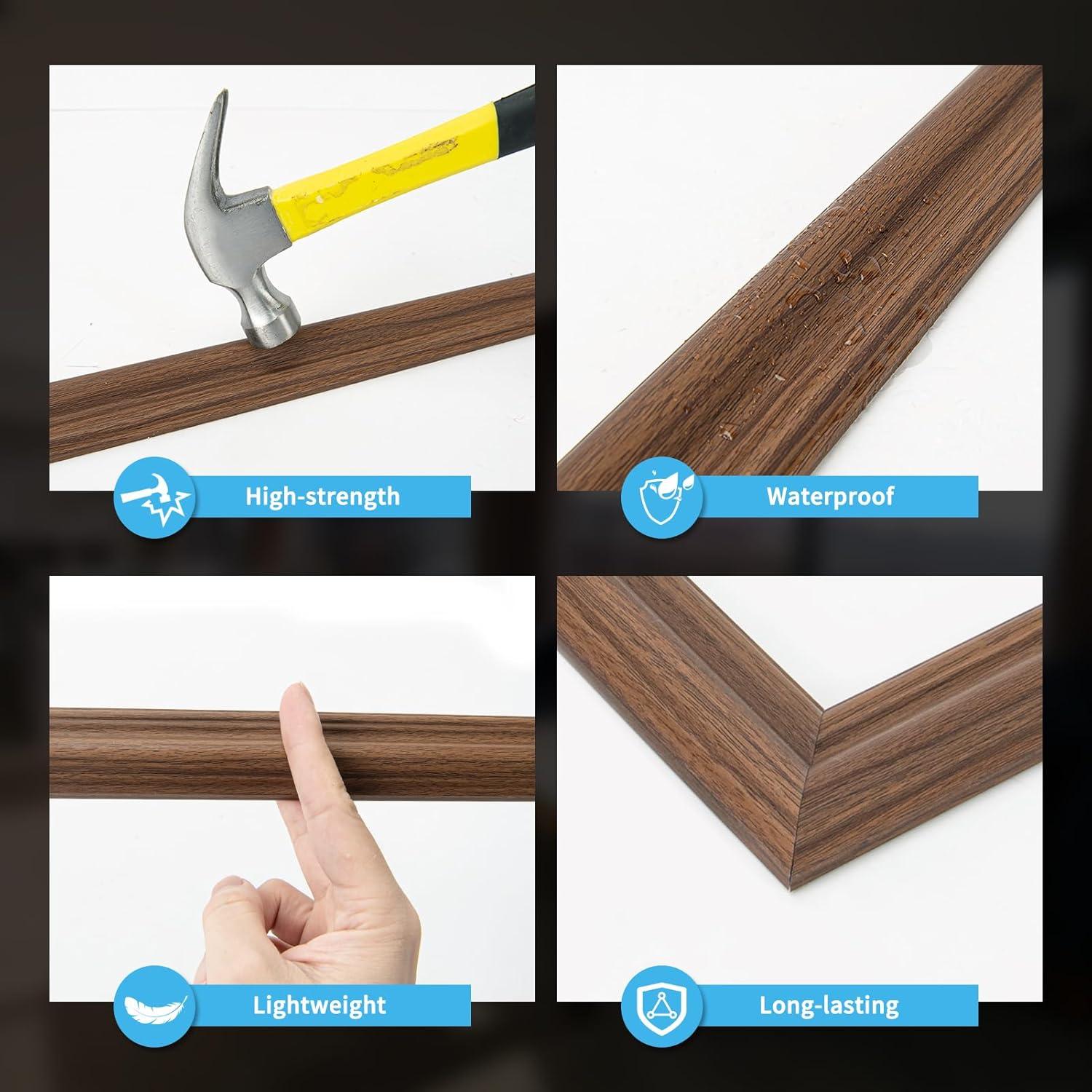 imageArt3d PreCut Wall Molding Set of 6 pcs ReadytoAssemble Wainscoting Panels for Interior Wall Dcor Living Room Bedroom Accent Wall  Installed with Glue 3 Top 3 BottomWalnut Style 2