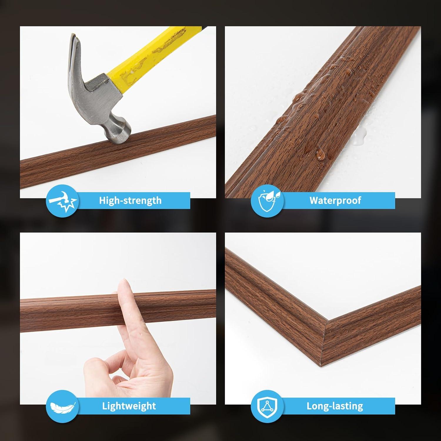 imageArt3d PreCut Wall Molding Set of 6 pcs ReadytoAssemble Wainscoting Panels for Interior Wall Dcor Living Room Bedroom Accent Wall  Installed with Glue 3 Top 3 BottomWalnut Style 1