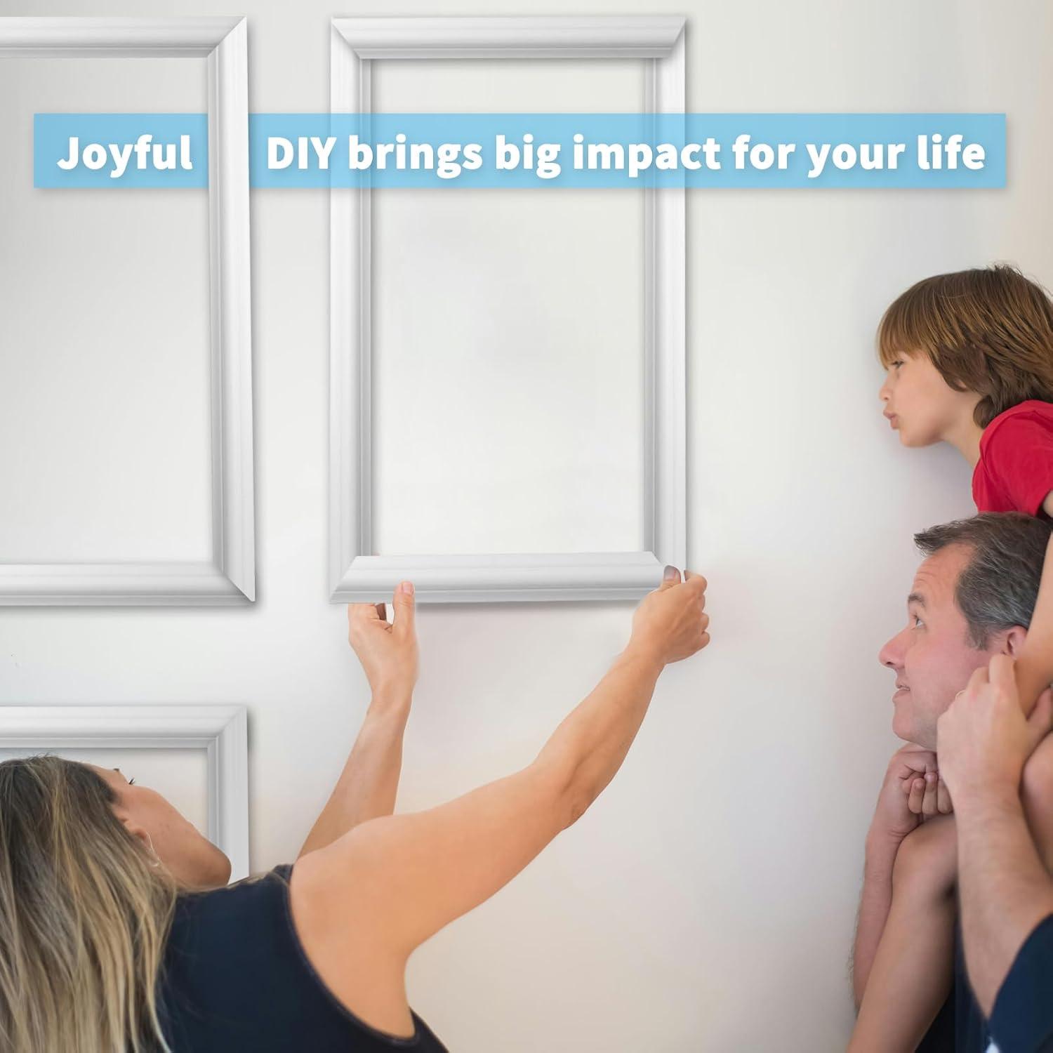 imageArt3d PreCut Wall Molding Set of 6 pcs ReadytoAssemble Wainscoting Panels for Interior Wall Dcor Living Room Bedroom Accent Wall  Installed with Glue 3 Top 3 BottomWhite Style 3