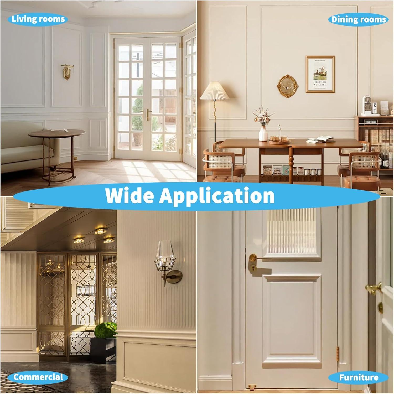 imageArt3d PreCut Wall Molding Set of 6 pcs ReadytoAssemble Wainscoting Panels for Interior Wall Dcor Living Room Bedroom Accent Wall  Installed with Glue 3 Top 3 BottomWalnut Style 2