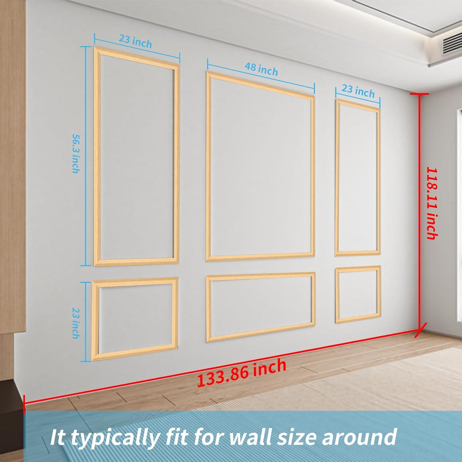 imageArt3d PreCut Wall Molding Set of 6 pcs ReadytoAssemble Wainscoting Panels for Interior Wall Dcor Living Room Bedroom Accent Wall  Installed with Glue 3 Top 3 BottomOak Style 2