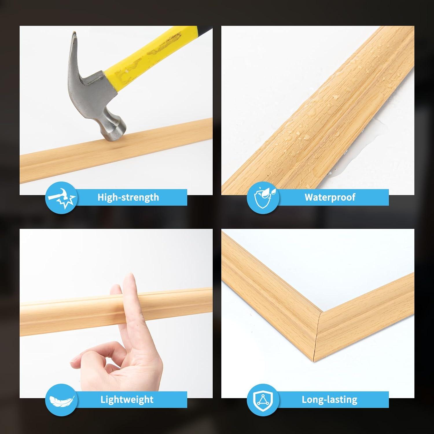 imageArt3d PreCut Wall Molding Set of 6 pcs ReadytoAssemble Wainscoting Panels for Interior Wall Dcor Living Room Bedroom Accent Wall  Installed with Glue 3 Top 3 BottomOak Style 1