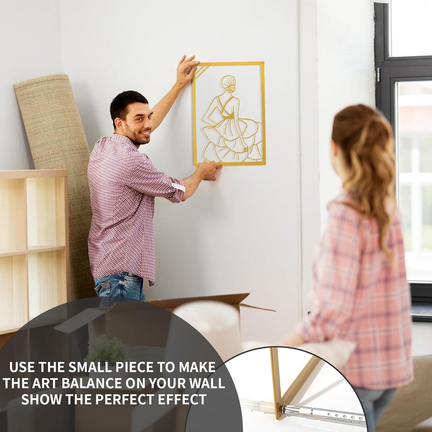 imageArt3d Set of 3 Black Metal Wall art Wall Decor for Living roomDining RoomHallway Dance Room Line Art Wall DcorDancer theme Wall Art StyleGold