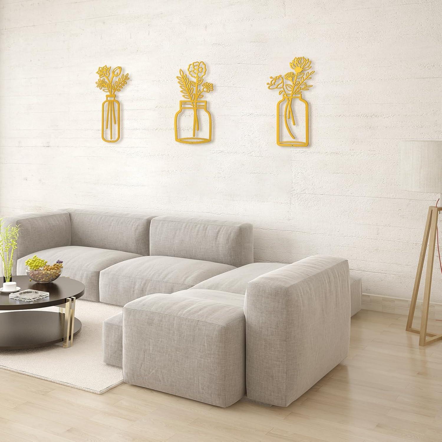 imageArt3d Set of 3 Black Metal Wall art Wall Decor for Living roomDining RoomHallway Dance Room Line Art Wall DcorDancer theme Wall Art StyleGoldflower