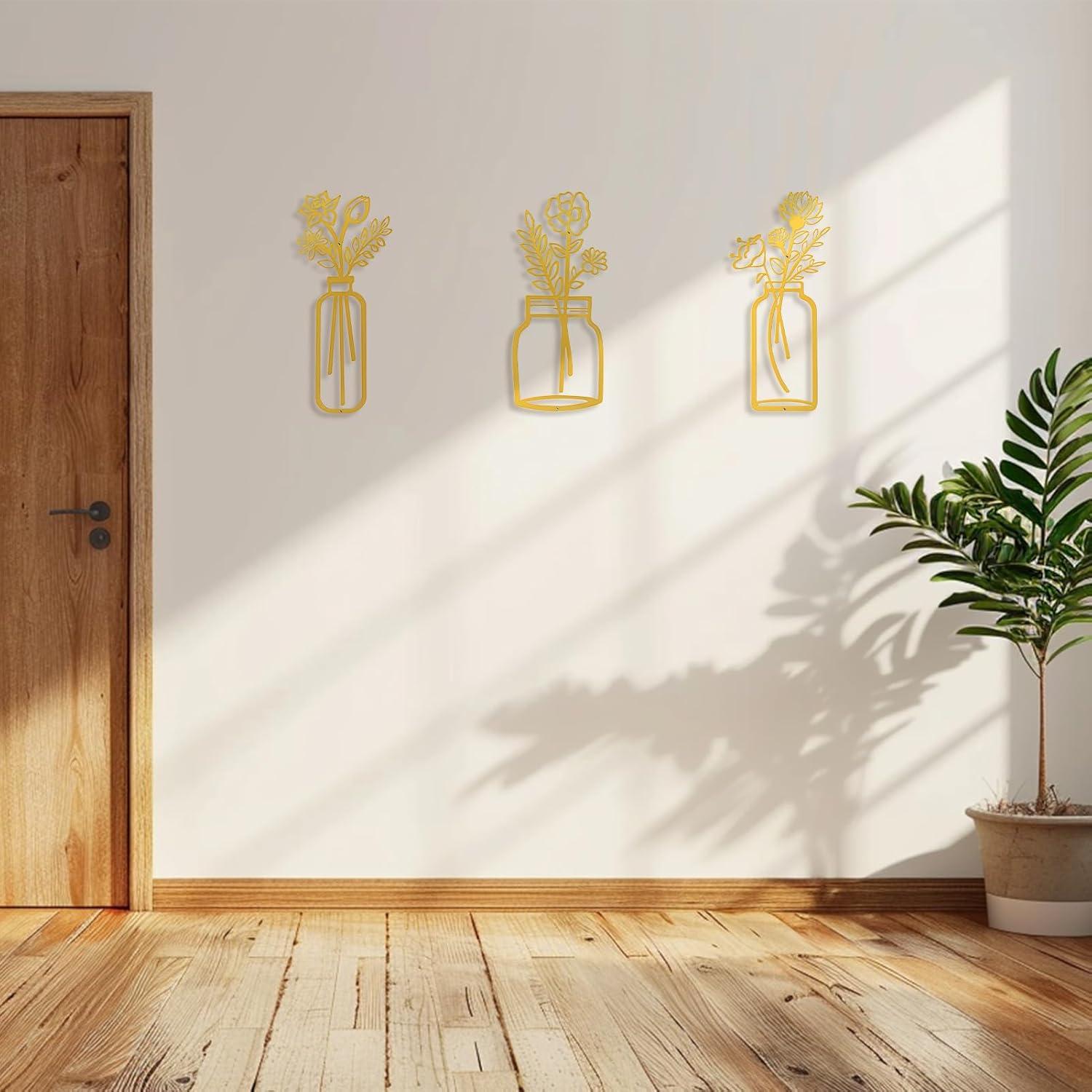 imageArt3d Set of 3 Black Metal Wall art Wall Decor for Living roomDining RoomHallway Dance Room Line Art Wall DcorDancer theme Wall Art StyleGoldflower
