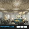imageArt3d 12Pack Drop Ceiling Tiles 2x2 FT Decorative Easy Install PVC Ceiling Panels for Interior Kitchen Bathroom Basement 24x24 Inch WhiteAntique Gold