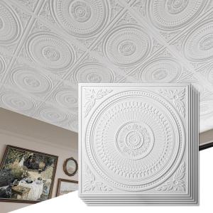 imageArt3d 12Pack Drop Ceiling Tiles 2x2 FT Decorative Easy Install PVC Ceiling Panels for Interior Kitchen Bathroom Basement 24x24 Inch WhiteWhite