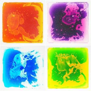 imageArt3d Liquid Sensory Floor Tiles 30 x 30 cm Playroom Dance Floor Square Colourful 4 Tilesmulticoloured