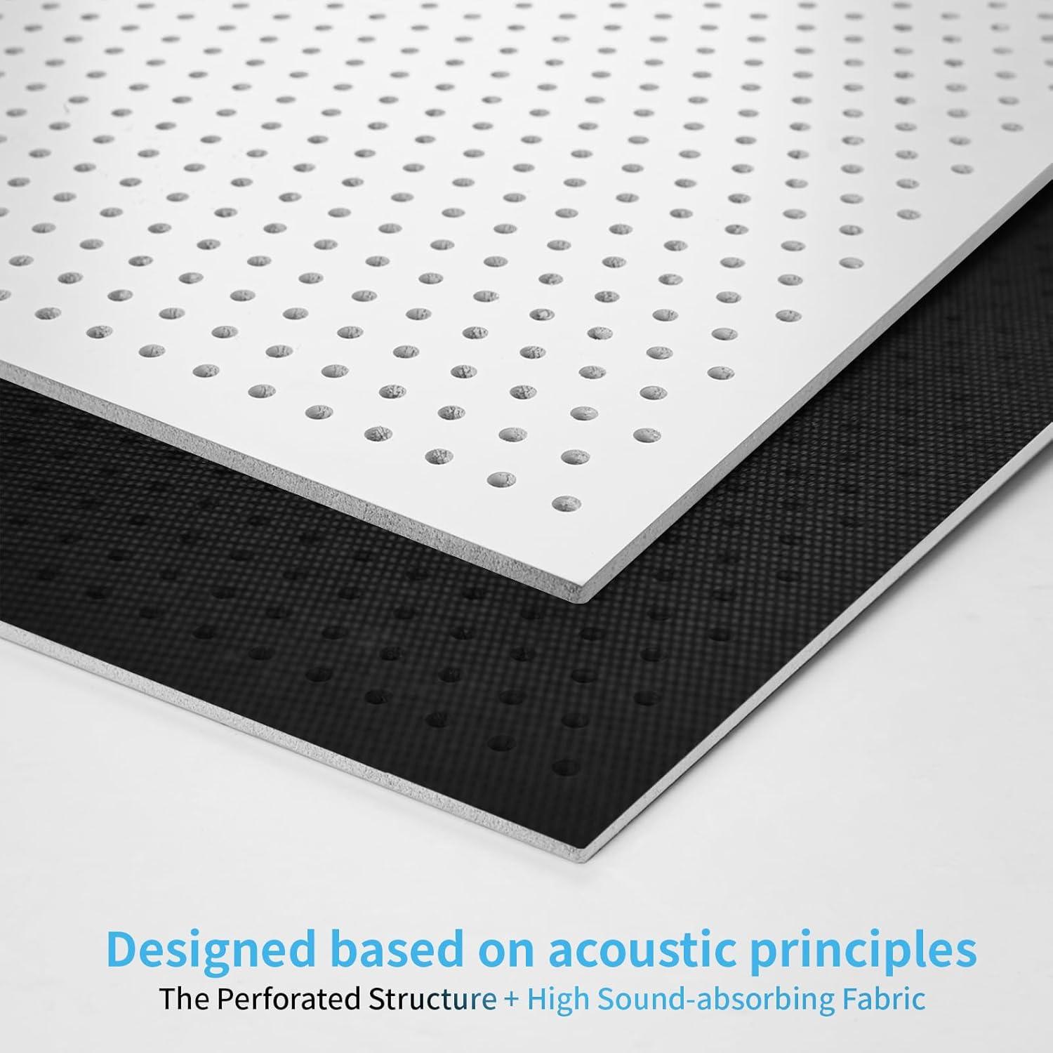 imageArt3d 12Pack Smooth Drop Ceiling Tile 2ft x 2ft  FireRated Waterproof Reusable  Premium PVC No Sag and Breakage  Cover 48 Sq Ft BlackWhite  acoustic 2