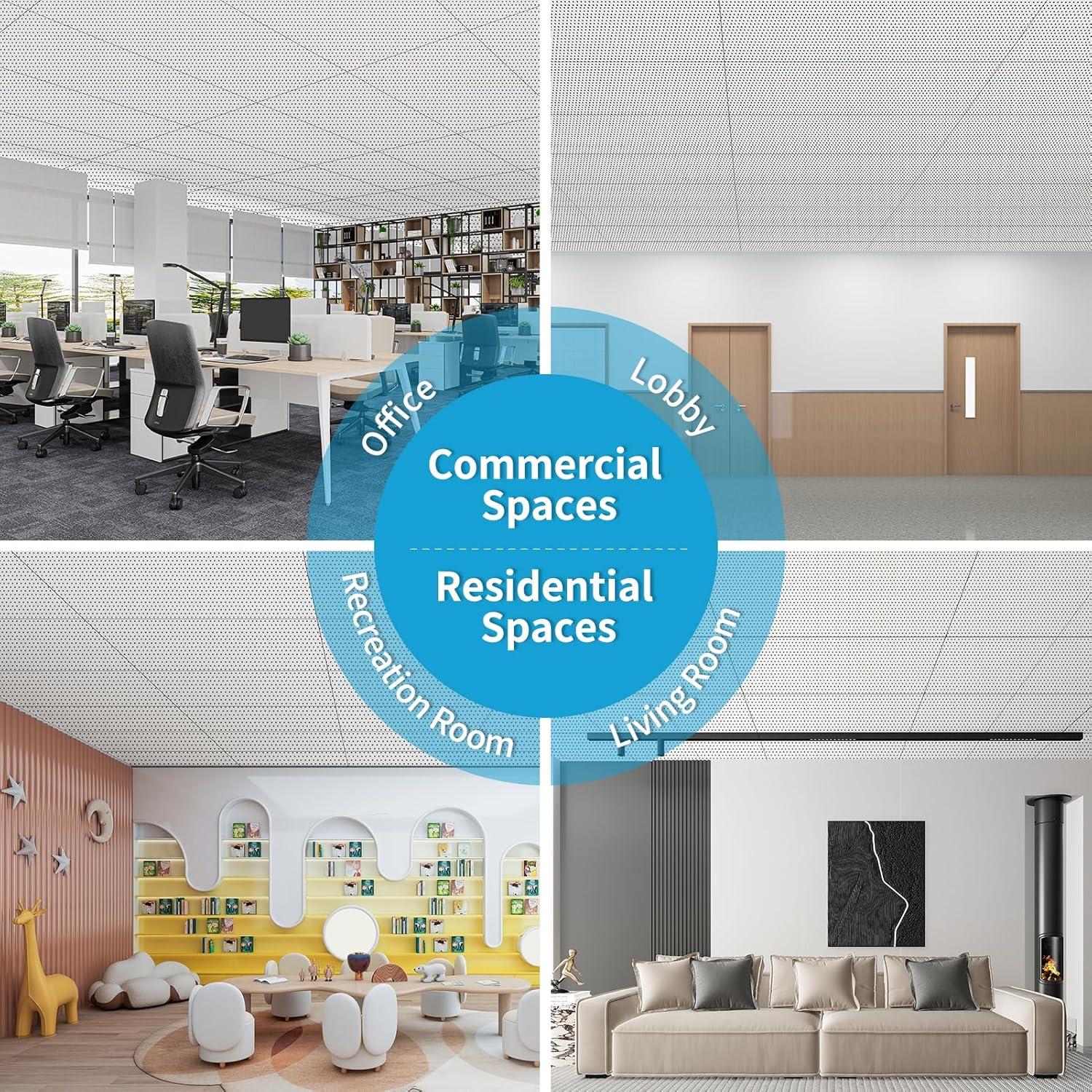 imageArt3d 12Pack Smooth Drop Ceiling Tile 2ft x 2ft  FireRated Waterproof Reusable  Premium PVC No Sag and Breakage  Cover 48 Sq Ft BlackWhite  acoustic 2