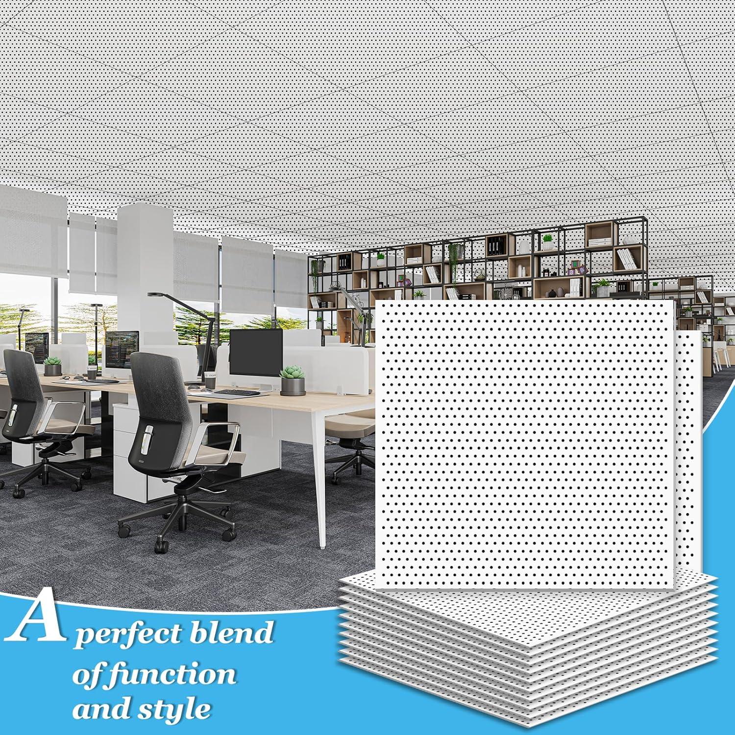 imageArt3d 12Pack Smooth Drop Ceiling Tile 2ft x 2ft  FireRated Waterproof Reusable  Premium PVC No Sag and Breakage  Cover 48 Sq Ft BlackWhite  acoustic