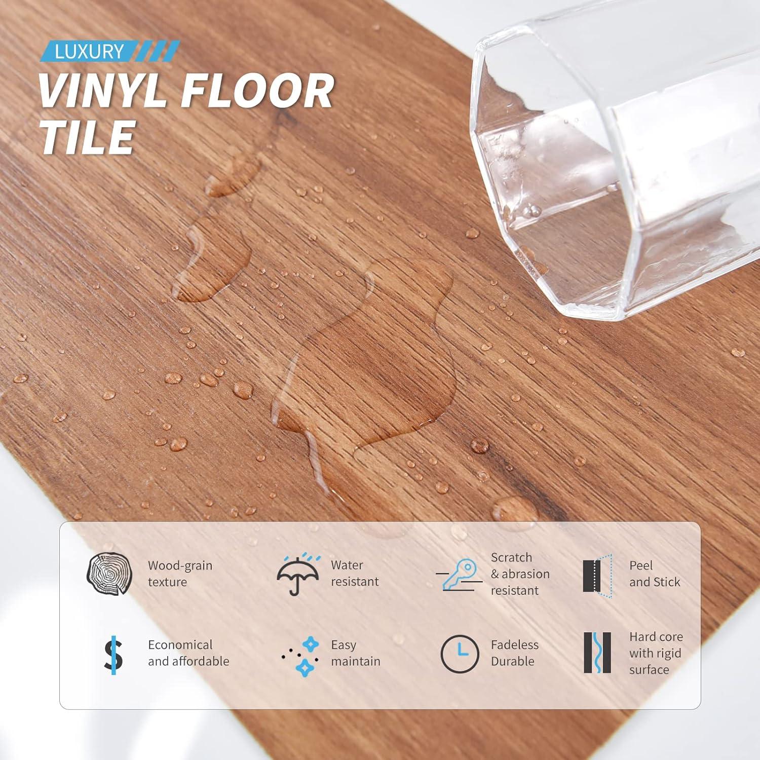 imageArt3d 36Pack 54 Sqft Peel and Stick Floor Tiles Vinyl Plank Flooring Wood Look Adhesive and Waterproof Tile Sticker for Bedroom Living Room Kitchen RV in EbonyRosewood