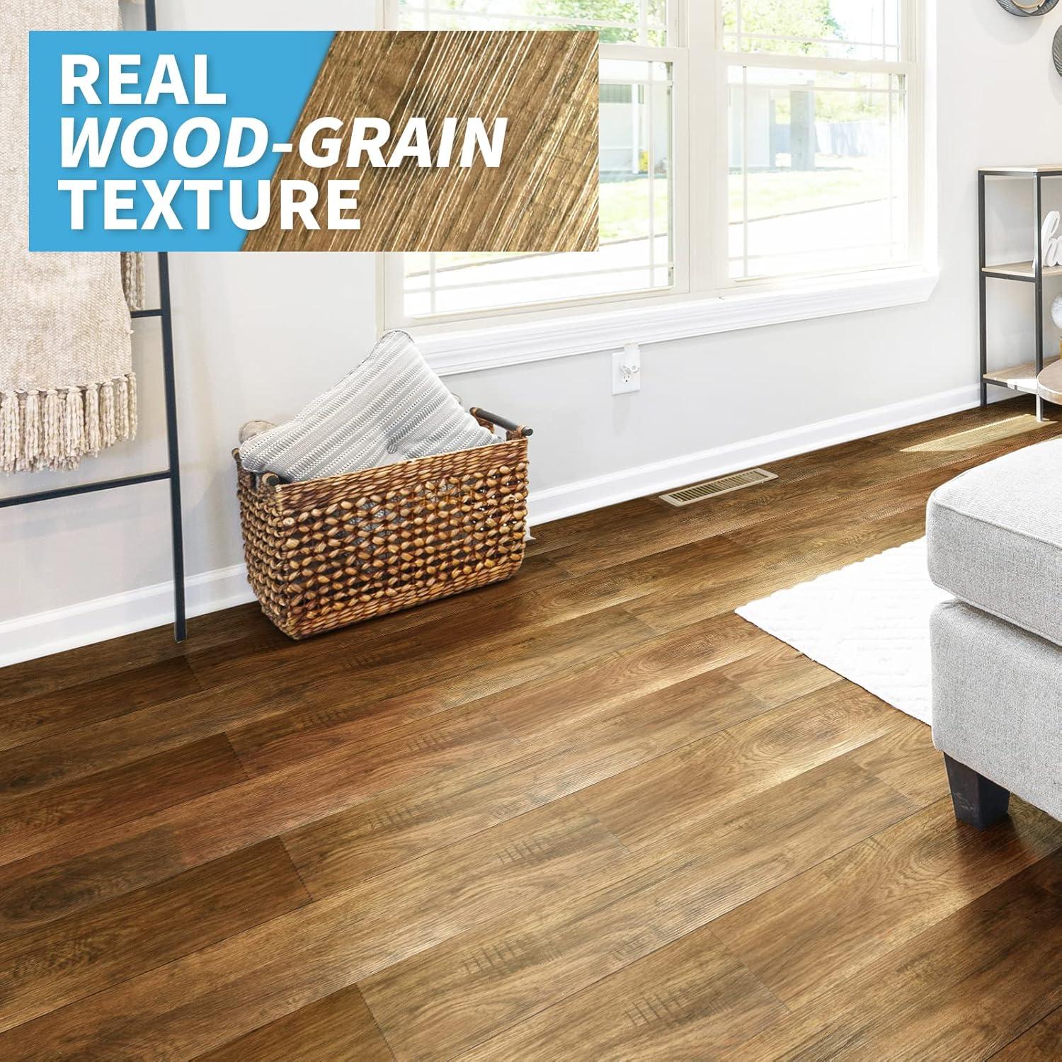 imageArt3d 36Pack 54 Sqft Peel and Stick Floor Tiles Vinyl Plank Flooring Wood Look Adhesive and Waterproof Tile Sticker for Bedroom Living Room Kitchen RV in EbonyAshtree