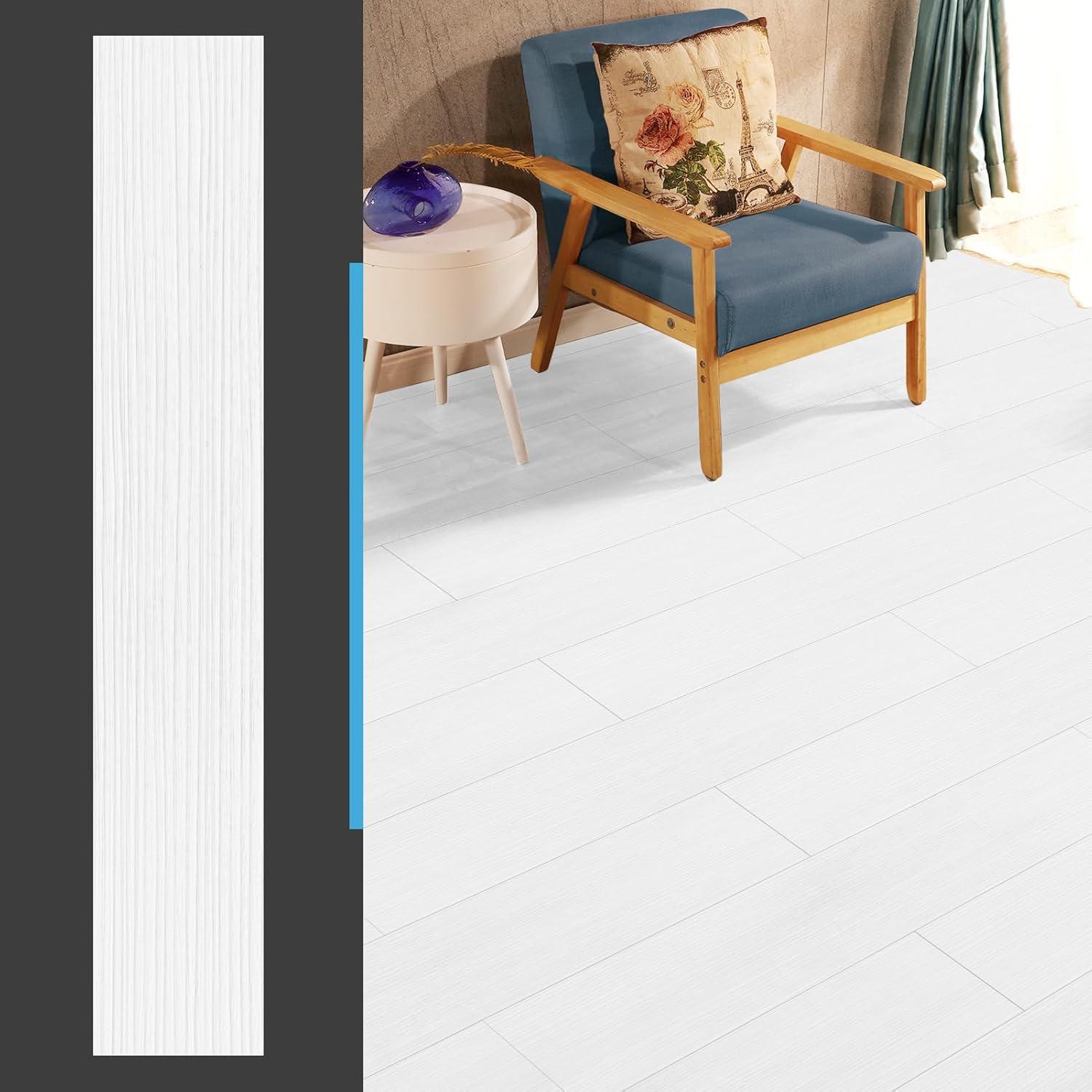 imageArt3d 36Pack 54 Sqft Peel and Stick Floor Tiles Vinyl Plank Flooring Wood Look Adhesive and Waterproof Tile Sticker for Bedroom Living Room Kitchen RV in EbonyWhite