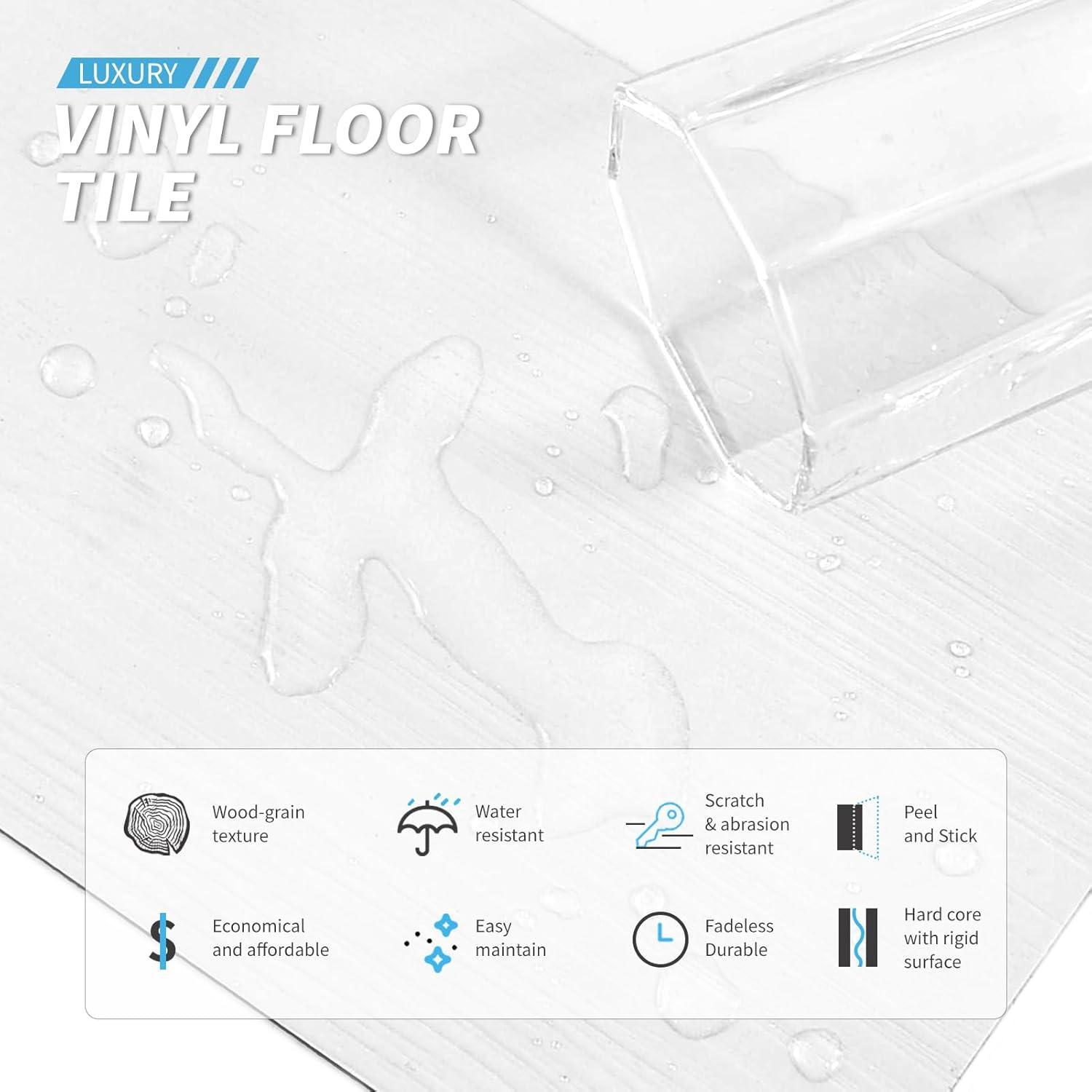 imageArt3d 36Pack 54 Sqft Peel and Stick Floor Tiles Vinyl Plank Flooring Wood Look Adhesive and Waterproof Tile Sticker for Bedroom Living Room Kitchen RV in EbonyWhite