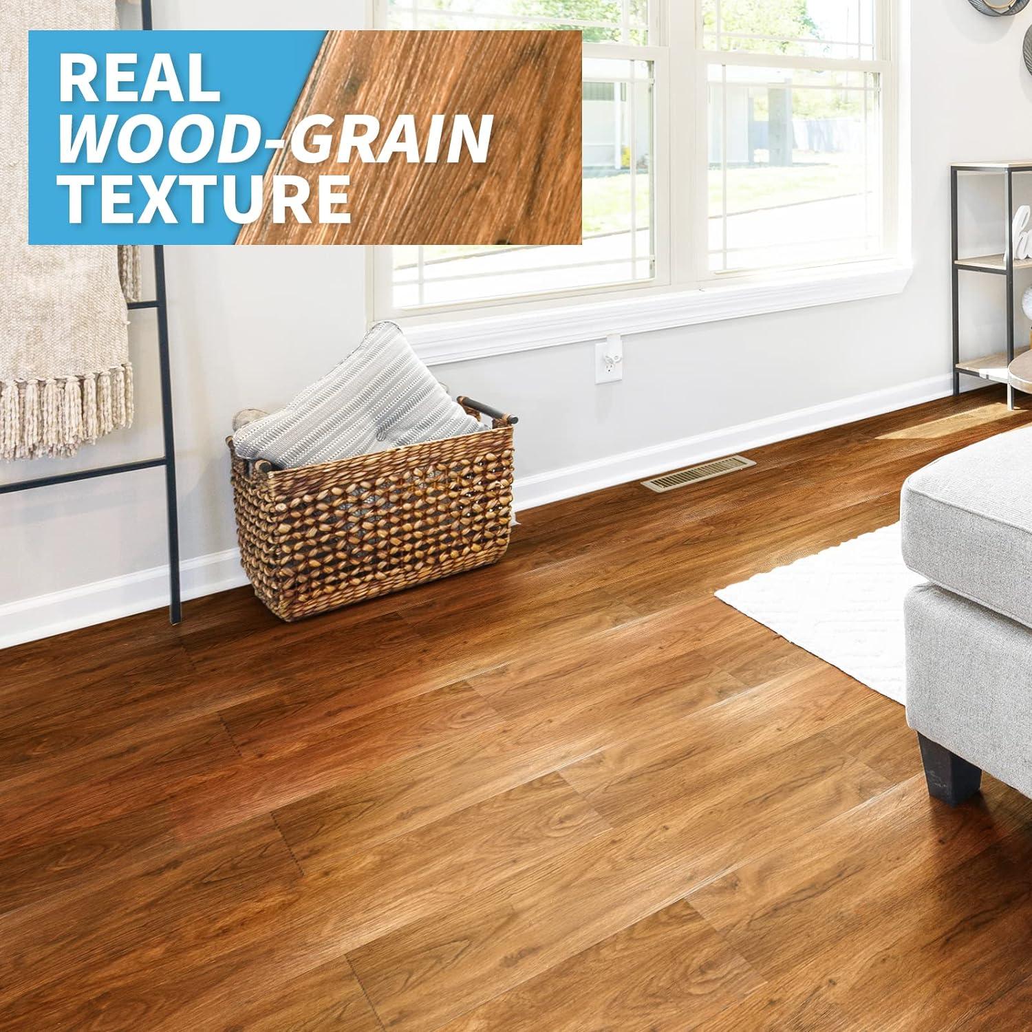 imageArt3d 36Pack 54 Sqft Peel and Stick Floor Tiles Vinyl Plank Flooring Wood Look Adhesive and Waterproof Tile Sticker for Bedroom Living Room Kitchen RV in EbonyRosewood